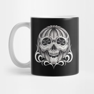 Surreal pumpkin skull halloween. Mug